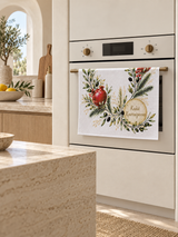 Pomegranate Christmas Wreath Tea Towel