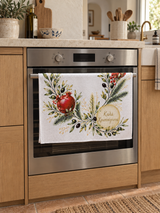 Pomegranate Christmas Wreath Tea Towel