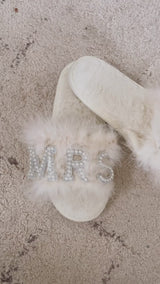 MRS Foxy Personalised Bridal Slippers - Ivory