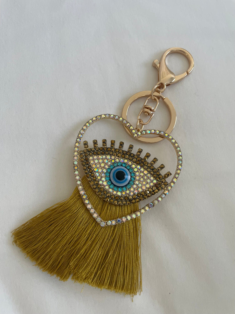 Crystal Gold Eye Key / Bag Charm