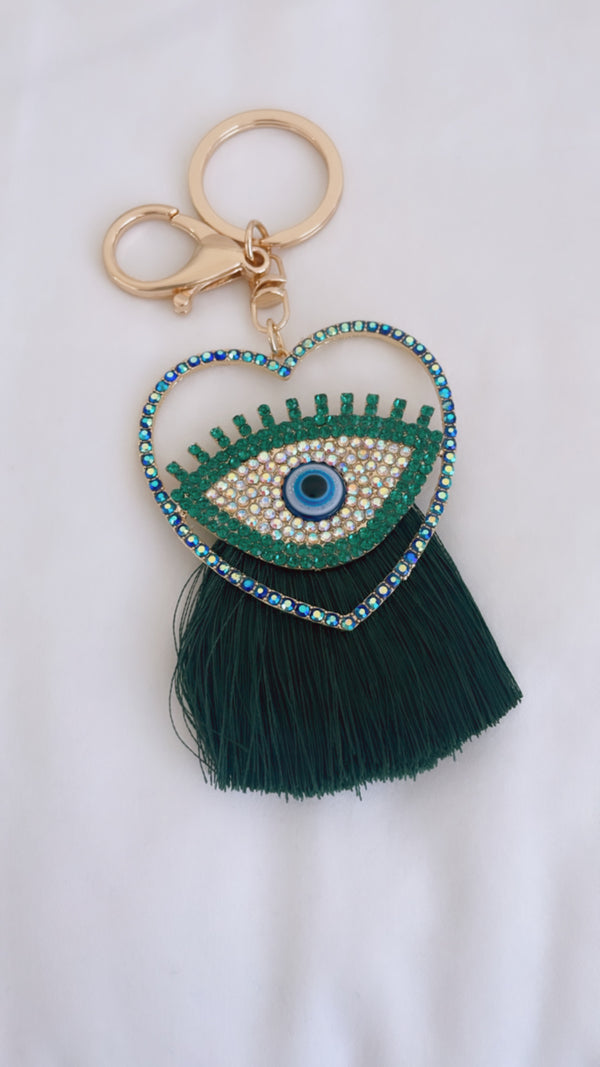 Crystal Emerald Eye Key / Bag Charm