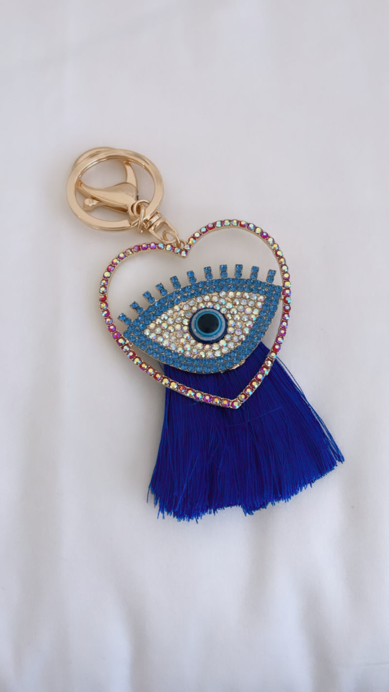 Crystal Blue Eye Key / Bag Charm